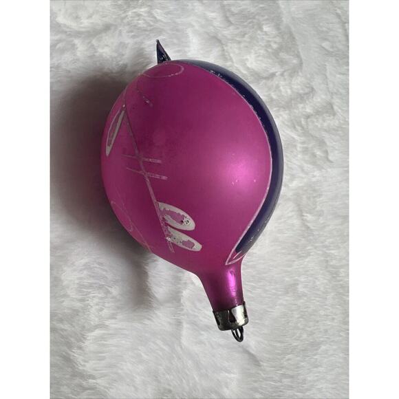 Mercury Glass Christmas Ornament Pink Blue Green Stripes White Glitter Poland - Picture 4 of 10